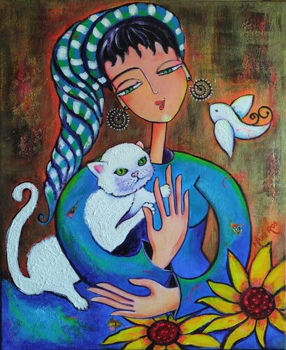 Instant câlin von Mahé Ros, Malerei kaufen auf Singulart