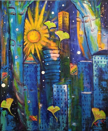 Gingko sun de Mahé Ros, Pintura a la venta en Singulart