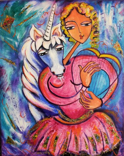 Odalyra à la licorne de Mahé Ros, Pintura a la venta en Singulart