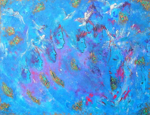 Prières bleues de Mahé Ros, Pintura a la venta en Singulart