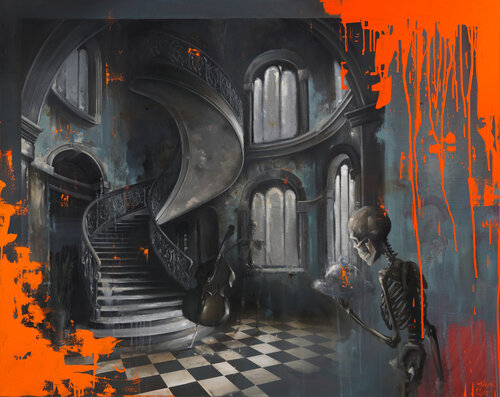 The Orange Cello di Tommy Fiendish, Pittura in vendita su Singulart