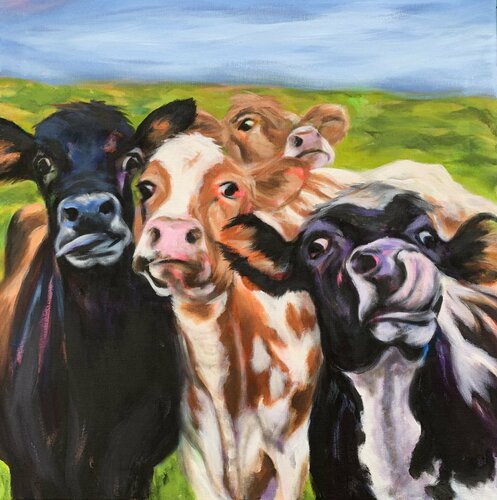 The cows II van Anjuta Schneider, Schilderij te koop op Singulart