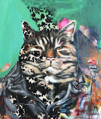 Cat and Mouse di Anjuta Schneider, Pittura in vendita su Singulart