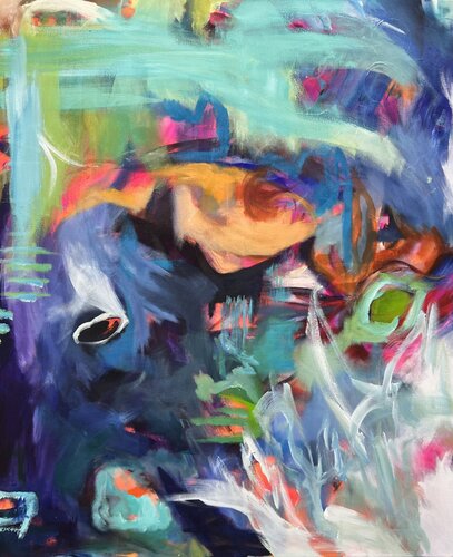 Fiktive Welten unter Wasser - 2 van Anjuta Schneider, Schilderij te koop op Singulart