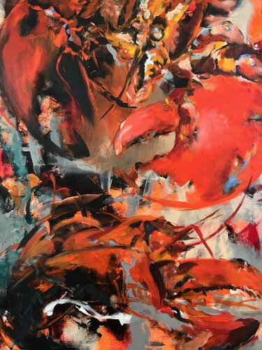 Lobster I - My idea of the world under water van Anjuta Schneider, Schilderij te koop op Singulart