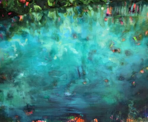 Mysterious forest lake von Anjuta Schneider, Malerei kaufen auf Singulart