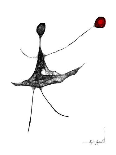 Graphic work 85 - Red balloon di Maja Gajewska, Opera su carta in vendita su Singulart