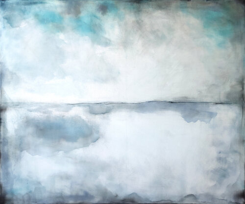 Azure and white V by Maja Gajewska, 회화 for Sale on Singulart