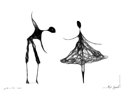 Graphic work - Dancing couple (101) van Maja Gajewska, Werk op papier te koop op Singulart