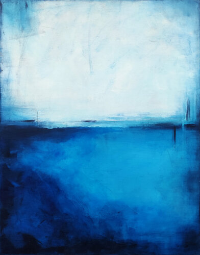 Sapphire and white V by Maja Gajewska, 회화 for Sale on Singulart