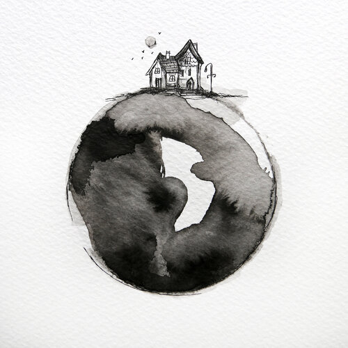 Ink on paper - Cottage (08) par Maja Gajewska, Œuvre sur papier en vente sur Singulart