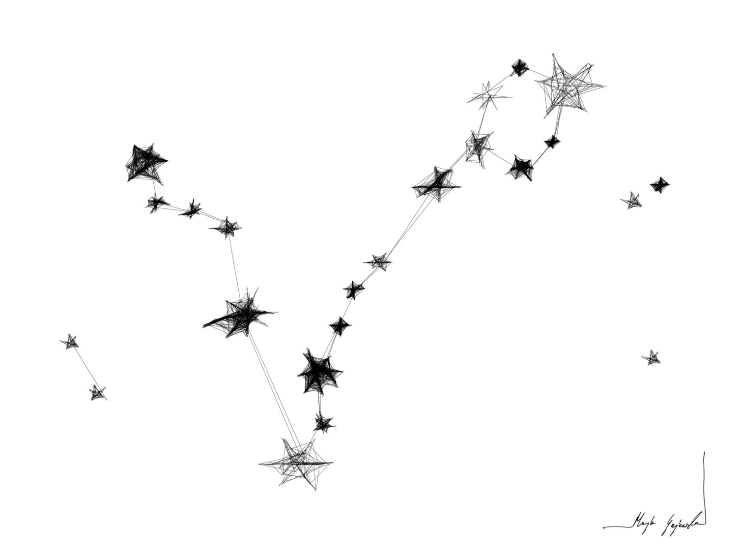 Graphic work - Pisces (19.02–20.03) Maja Gajewska Werk auf Papier zu verkaufen