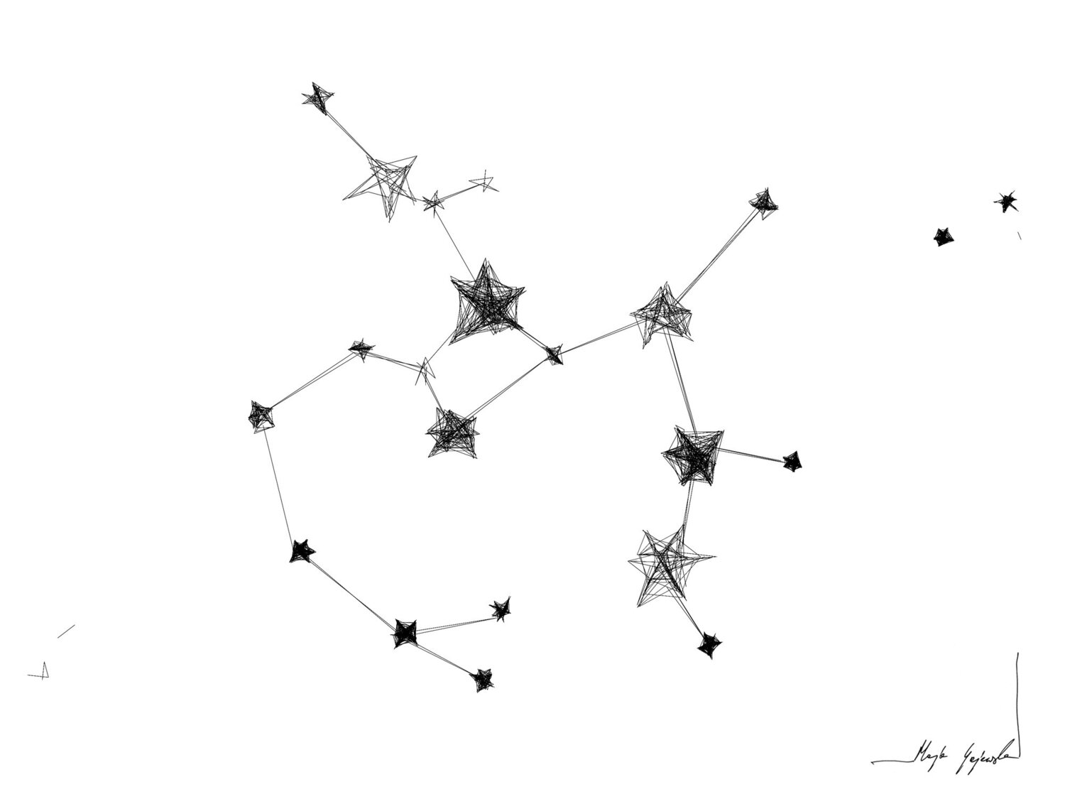 Graphic work - Sagittarius (22.11–21.12) Maja Gajewska Werk auf Papier zu verkaufen