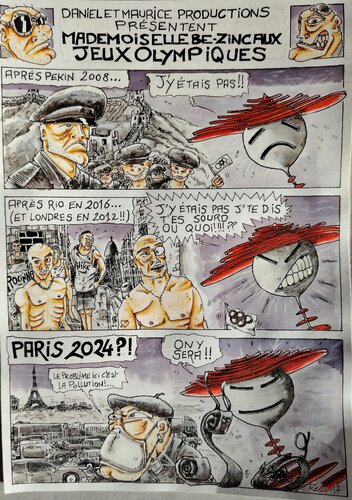 Les aventures de Mlle Be-zinc aux Jeux olympiques de Paris 2024 ! van Pascal Nottin, Werk op papier te koop op Singulart