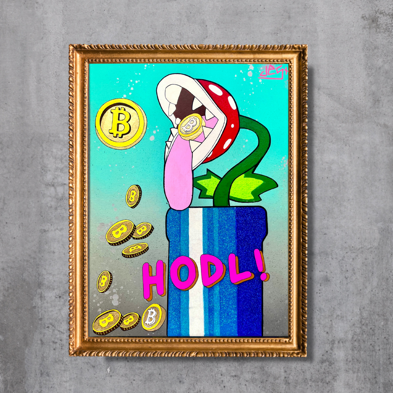 Bitcoin - Hodl door JEG FINE ART (2023) : Schilderij Acryl, Graffiti op  Linnen - Singulart