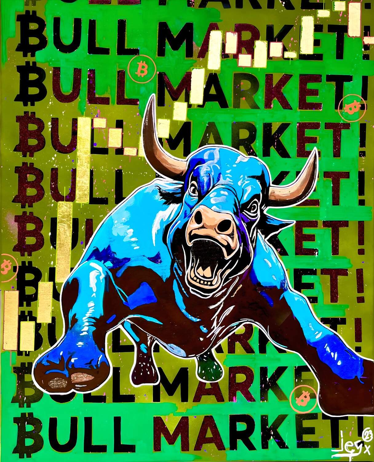 Bitcoin - Bull Market by JEG FINE ART (2023) : Painting Acrylic, Graffiti  on Linen - Singulart