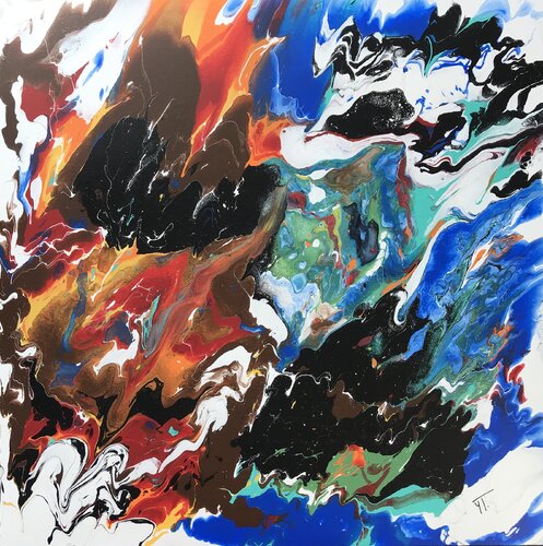 Les 4 éléments...La terre, l'eau, l'air et le feu. von Yves Thomas, Malerei kaufen auf Singulart