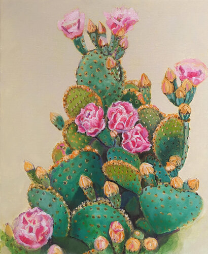 Cactus generosamente fiorito van Valeria Pesce, Schilderij te koop op Singulart