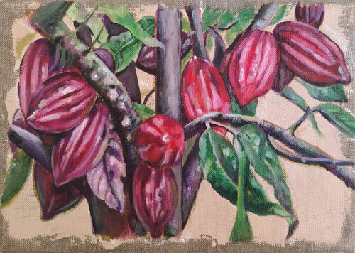 Estudio de una planta de cacao di Valeria Pesce, Pittura in vendita su Singulart