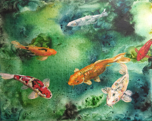 Koi al pascolo di Valeria Pesce, Pittura in vendita su Singulart