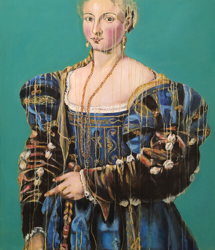 LA BELLA IN BLU (Fashion Victim nº9) di Valeria Pesce, Pittura in vendita su Singulart