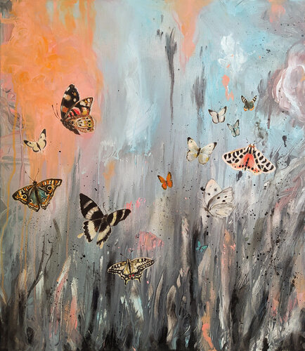 Borboletas revoloteando di Valeria Pesce, Pittura in vendita su Singulart