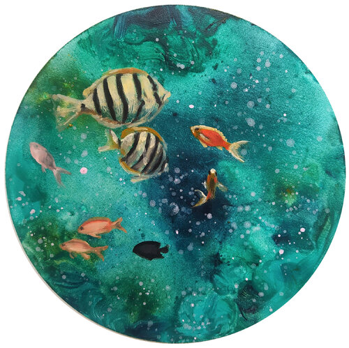 PESCI COSMICI van Valeria Pesce, Schilderij te koop op Singulart
