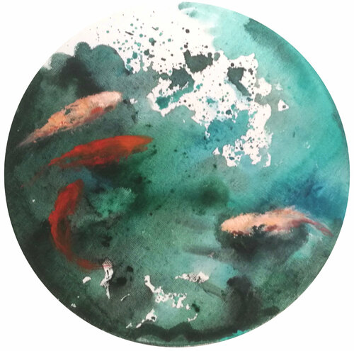 Stormy fishes di Valeria Pesce, Pittura in vendita su Singulart