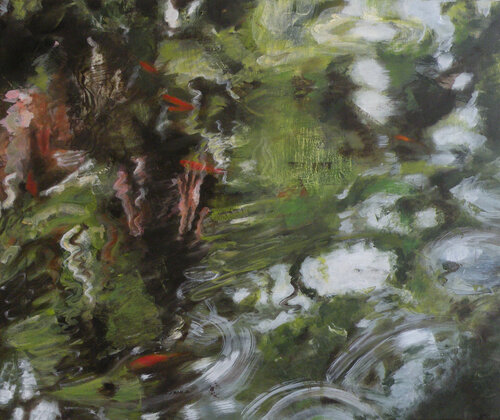 Reflections with poisson rouge van Valeria Pesce, Schilderij te koop op Singulart