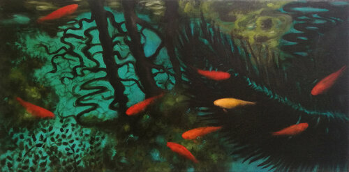 Los peces de la Universidad van Valeria Pesce, Schilderij te koop op Singulart