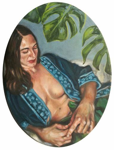 Autorretrato con monstera van Valeria Pesce, Schilderij te koop op Singulart