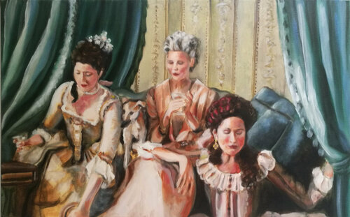 Damas entreteniéndose van Valeria Pesce, Schilderij te koop op Singulart