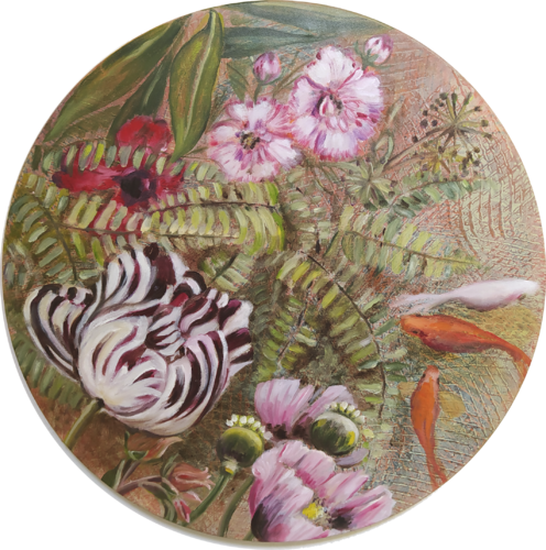 Fantasia con pesci rossi van Valeria Pesce, Schilderij te koop op Singulart