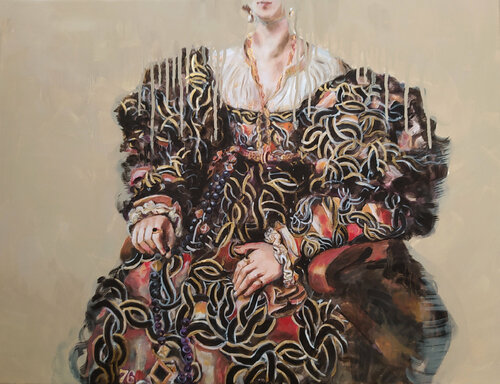 il vestito di Lady M. (Fashion Victim Nº1) van Valeria Pesce, Schilderij te koop op Singulart