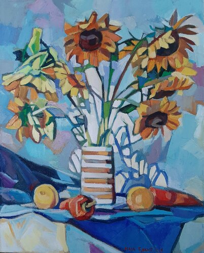 Sunflowers in a vase par Maja Đokić Mihajlović, Peinture en vente sur Singulart