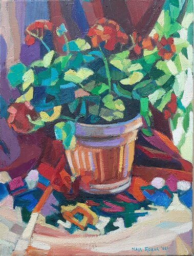 Geraniums de Maja Đokić Mihajlović, Pintura a la venta en Singulart