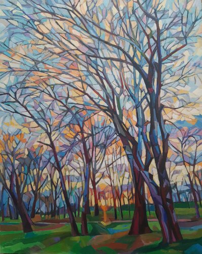 Winter Sunset par Maja Đokić Mihajlović, Peinture en vente sur Singulart