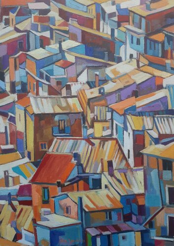 Roofs 2 par Maja Đokić Mihajlović, Peinture en vente sur Singulart