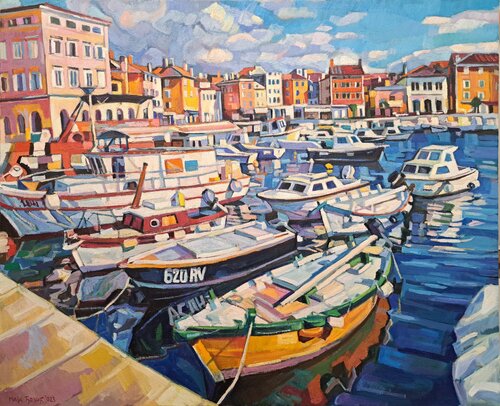 Winter day is Rovinj 1 van Maja Đokić Mihajlović, Schilderij te koop op Singulart