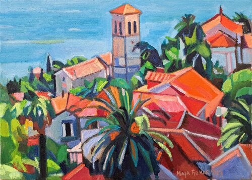 Red roofs of Herceg Novi par Maja Đokić Mihajlović, Peinture en vente sur Singulart