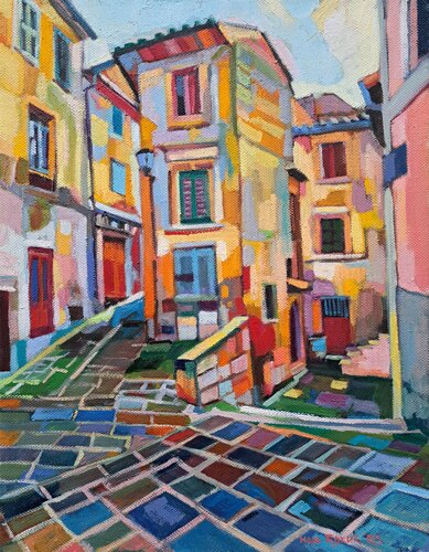 Street in Sorano di Maja Đokić Mihajlović, Pittura in vendita su Singulart