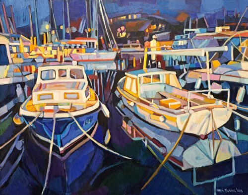 Night in the fishing port Maja Đokić Mihajlović