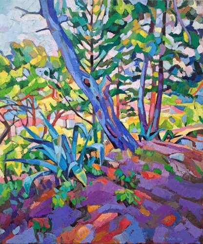 In the shade of pine trees van Maja Đokić Mihajlović, Schilderij te koop op Singulart