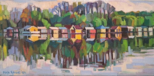 Spring day on the river di Maja Đokić Mihajlović, Pittura in vendita su Singulart