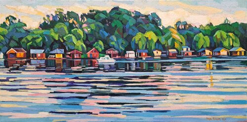 Landscape from the river van Maja Đokić Mihajlović, Schilderij te koop op Singulart