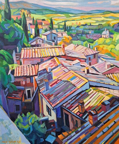Roofs of Tuscany par Maja Đokić Mihajlović, Peinture en vente sur Singulart
