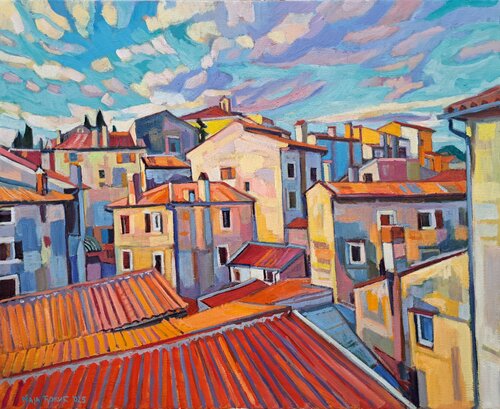 The sky over Rovinj par Maja Đokić Mihajlović, Peinture en vente sur Singulart