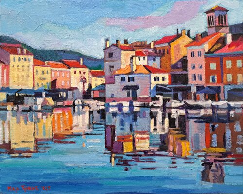 In a quiet harbor di Maja Đokić Mihajlović, Pittura in vendita su Singulart