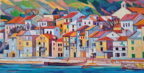 Seaside town by Maja Đokić Mihajlović, Painting for Sale on Singulart