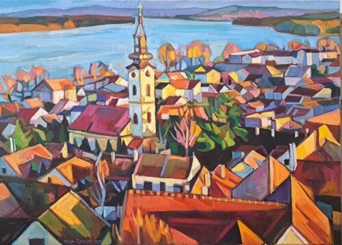 Zemun roofs, 1 von Maja Đokić Mihajlović, Malerei kaufen auf Singulart